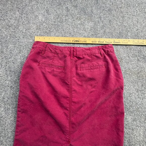 Lauren Ralph Lauren Skirt Womens 8 Burgundy Pockets Pencil Back Slit Academia - Picture 11 of 12